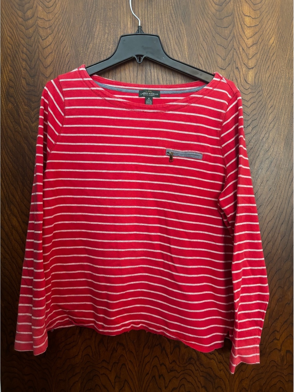 Lauren Jeans Co. Ralph Lauren Red and White Striped Long Sleeve Shirt XL